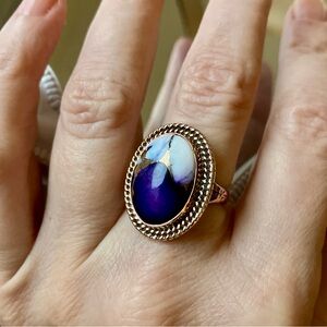 Purple Dahlia Copper Dome Ring, 7